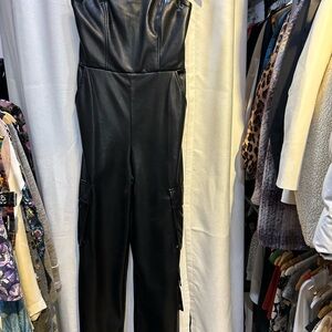 Alice + Olivia Black Leather Jumpsuit